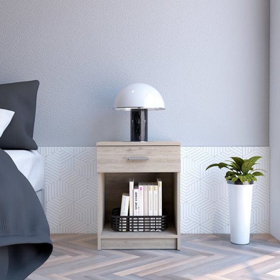 21.73in Tall, Gray - Low Shelf for Storage - Bedside Use - Useful Nighttime Storage