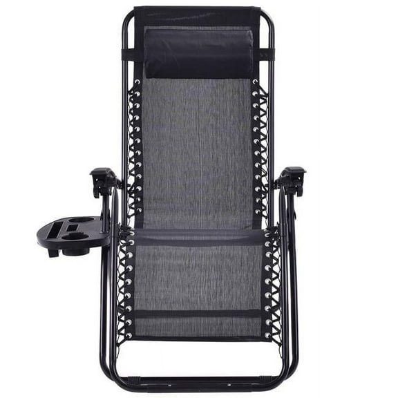 21.75 x 23.75 x 28 in. Zero Gravity Recliner & Lounger with Cup Holder in Grey Mesh Fabric - Pack of 2