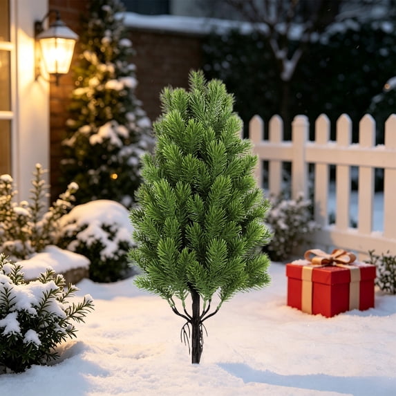 21.7in Artificial Christmas Pine Tree Stake with Pine Cones, Outdoor Fake Cedar Yard Decor for Porch Garden pathway Holiday Display