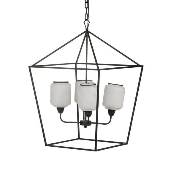 21.7x21.7x33.5 " Iron Chandelier, Sleek Industrial Style Hanging Light Fixture for Kitchen Dining Room Foyer Entryway, Bulb Not Included