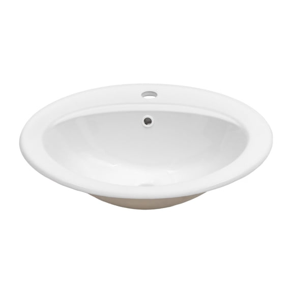 21.8 Inch Drop-In White Ceramic Bathroom Sink with Overflow, 21.8x19.5 Inch