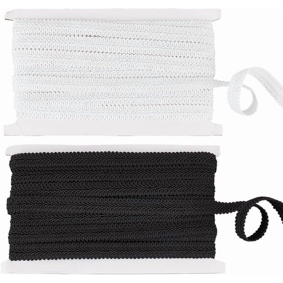 21.8 Yards Polyester Woven Braid Trim 5/8inch White & Black Centipede Lace Ribbons Gimp Braid Trim Decorative Gimp Braid Trim for Costume DIY Crafts Sewing Curtain Slipcover Decoration