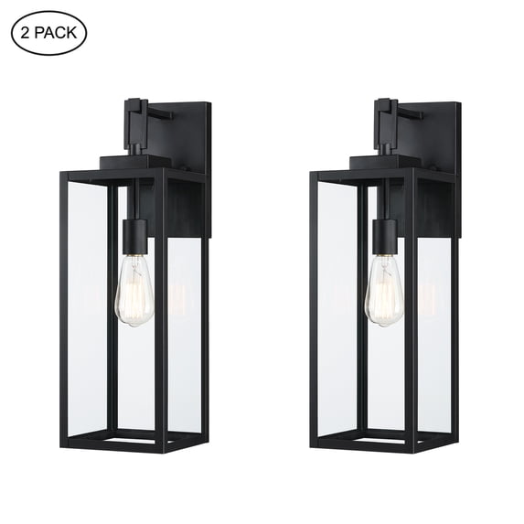 21.8 inch Outdoor Wall Light Matte Black with Clear Glass Shade (2-pack )
