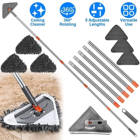 21.85?To 82.68?Length Adjustable Triangle Wall Cleaner Mop,Window Baseboard Floor Ceiling Mop