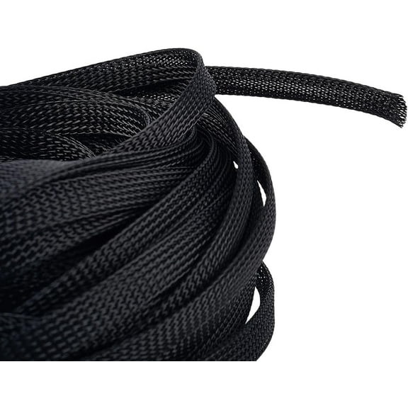 21.87 Yards 0.4 Inch Black Mesh Wire Cover Ribbon Decor Protector Loom Tubing Cable Wrapping Sleeves Polyester Covering Braid Ribbons for DIY Home Kitchen Theater Tv Computer DIY Craft Supply