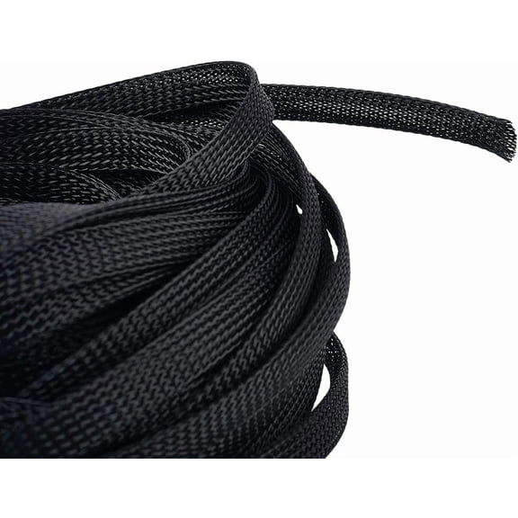 21.87 Yards 0.4 Inch Black Mesh Wire Cover Ribbon Decor Protector Loom Tubing Cable Wrapping Sleeves Polyester Covering Braid Ribbons for DIY