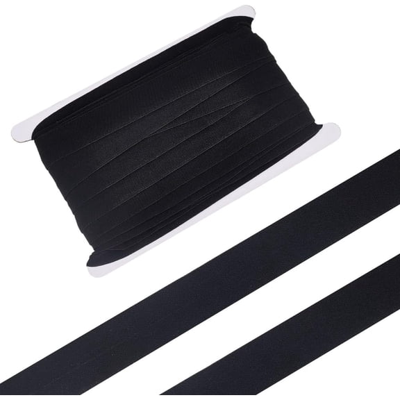 21.87 Yards(20m) Elastic Band for Sewing Bias Tape 1 Inch Polyester Continuous Tape Black Bias Binding Fold Bias Binding Tapes for Hemming Seaming Quilting Sewing Craft