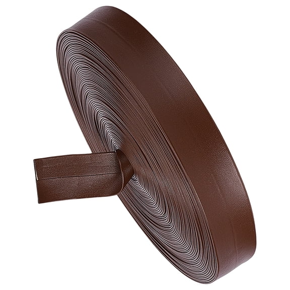 21.87 Yards PU Leather Strips 1 Inch Wide Double Sided Strap Leather Strap Roll for DIY Craft Projects Coffee