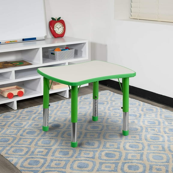 21.875x26.625 Green Plastic Height Adjustable Activity Table