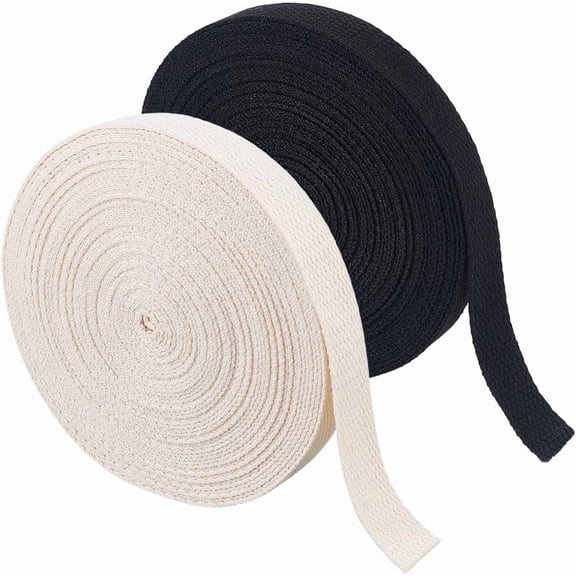 21.87Yards 2 Colors Cotton Webbing Strap 0.8inch Flat Weave Webbing Straps Sewing Webbing Tape Ribbon Woven Trim