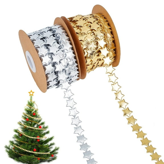 21.88Yards 10M Polyester Star Ribbon Trim Glitter Star Lace Ribbon for Gift Wrapping 1/2inch