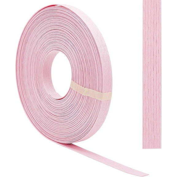 21.8Yards Light Pink Paper Rattan Weaving Cane Ribbon 0.6inch 12-Ply Paper Rattan Weave Basket Weaving Supplies Paper Woven Twine