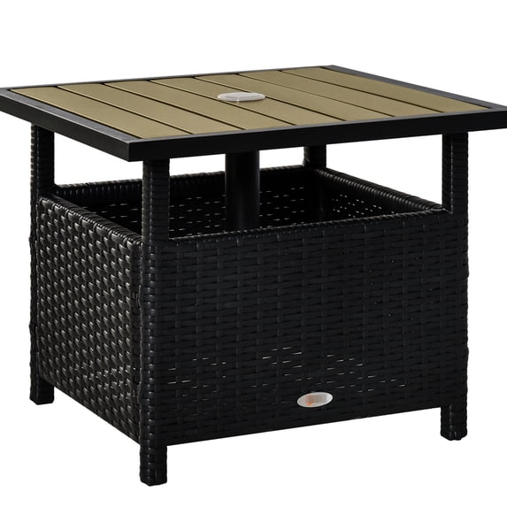 21.8in Wide Outdoor Table - All - weather Wicker - Garden and Backyard Use / Withstands Harsh Conditions