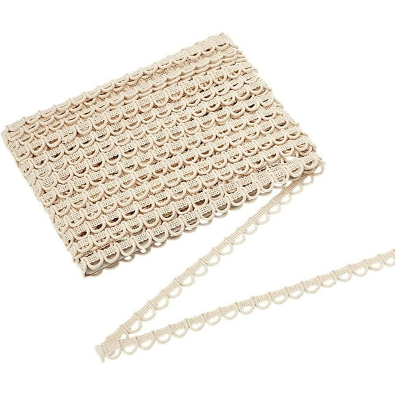 21.8yards Cotton Loop Trim Button Loop Braid 0.7inch Decorative Buttonhole Ribbon Trim White Edge Sewing Button Loops Non Elastic for DIY Sewing Home Decor Clothes Crafts