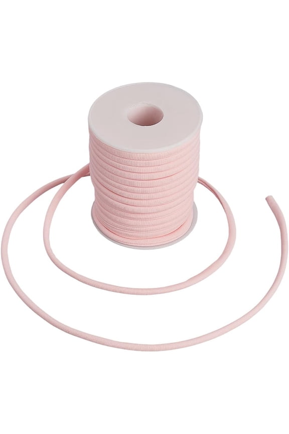 21.9 Yard(20m) Pink Nylon Cord Elastic Nylon String Long Flat Spandex Fabric Thread Swimsuit Strings Stretch Beading Keychain Thread T-Shirt Yarn for Knitting Sewing DIY Bag Blanket Craft Pink