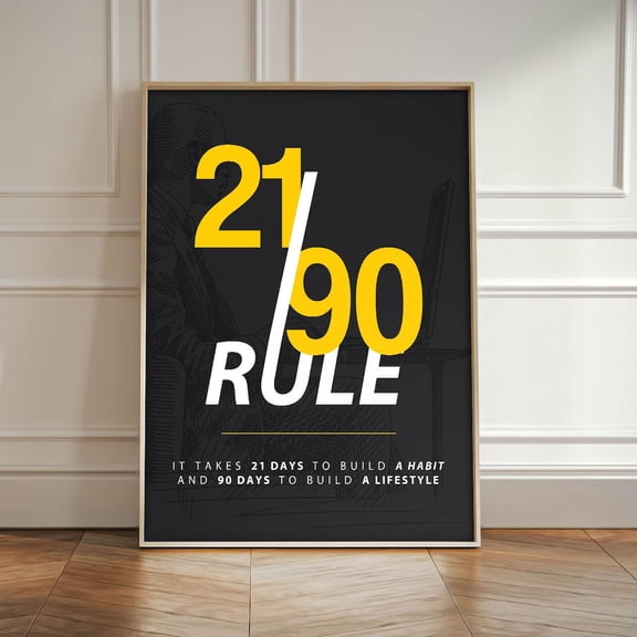 21 90 Rule Motivational Habit Building Quote Discipline Success Mindset Poster