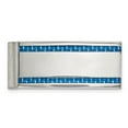 thumbnail image 1 of 21.97mm Stainless Steel Engravable Polished Blue Carbon Fiber Inlay Money Clip Jewelry for Men, 1 of 5