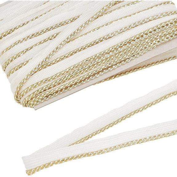 21.9Yards Cord-Edge Piping Trim 1/2" Wide Polyester Lip Cord Trim White Twisted Lip Cord Trim Golden Twist Lip Ribbon Rope for DIY Handmade Carfts Home Curtain Decor(Golden Lip)