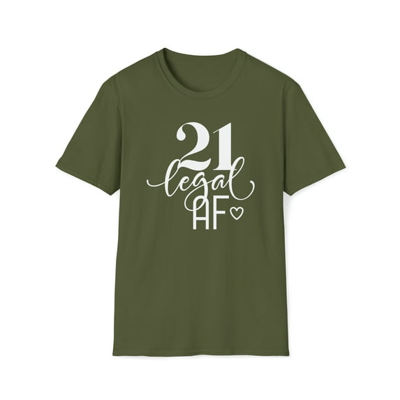 21 And Legal, Gildan Unisex Softstyle T-Shirt, Birthday Graphic Tee, S-3XL