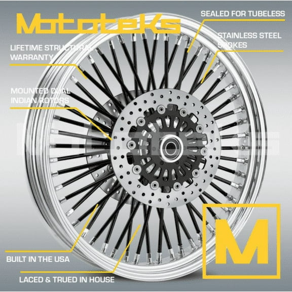 21" BLACK FAT SPOKE WHEEL 21X3.5 FOR INDIAN CHIEF CRUISER BAGGER TOURING ROTORS