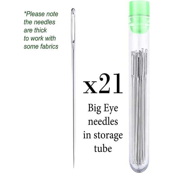 21 Big Eye Needles 60mm in Storage Tube