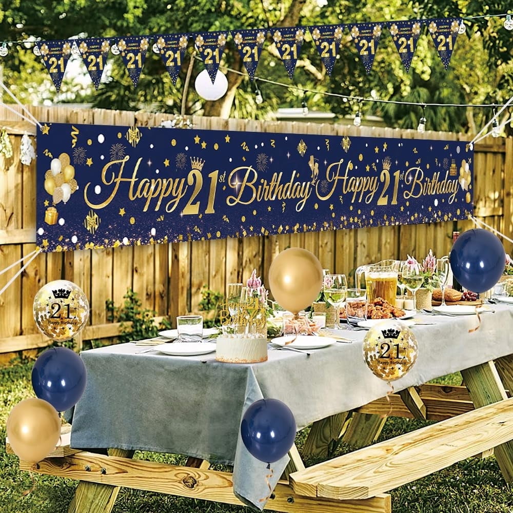 21 Birthday Decorations, 21st Birthday Decorations for Men, Navy