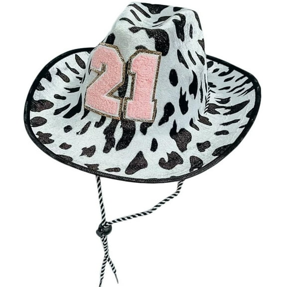 21 Birthday Hat Cow Print Cowboy Hat 21 Hat Birthday Disco Cowboy Hat Cow Print Cowgirl Hat 21 Cowboy Hat Birthday