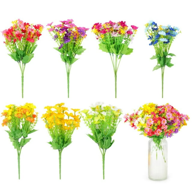 21 Bundles Artificial Daisy Flowers, Outdoor UV Resistant Artificial