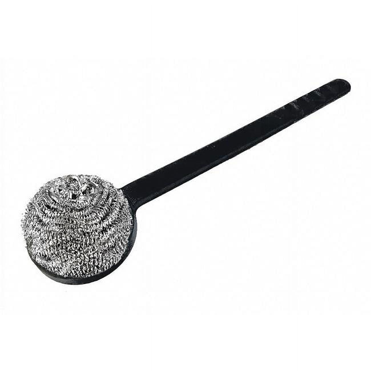 18" Black Handle Stainless Steel Wool Scrubber Brush