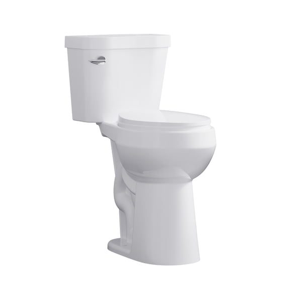 21" Chair Height Two Piece Round Toilet, ADA Comfort Height High Seat with Soft-Close Seat, 12 Inch Rough In, 1.28 GPF Water-Saving Siphonic Flush for Bathroom Remodel, White