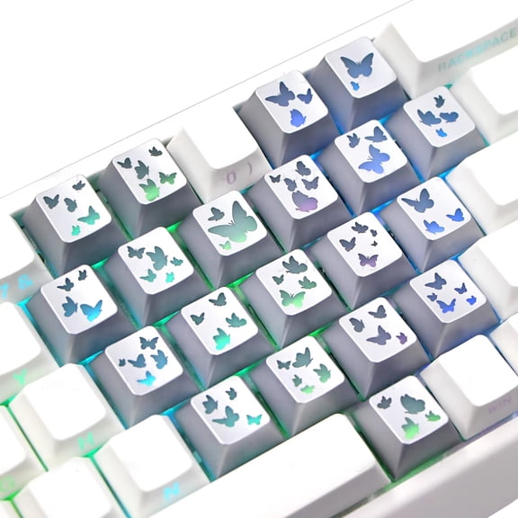 Shimmering Butterfly Plan 21 PC Keycaps Semitransparent For Mechanical Keyboards