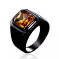 thumbnail image 1 of 21 Colors Stone Jewelry Ring Silver Gold Black Wedding Party Band Mens Size 7-13, 1 of 6