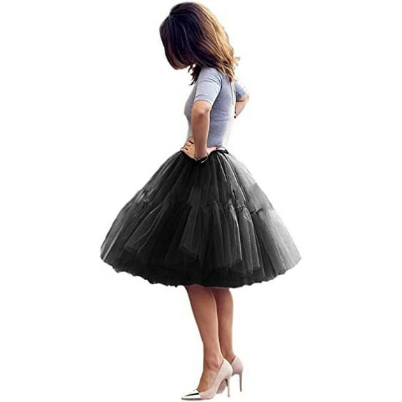 21 Colors Women's Midi Tulle Tutu Tulle Skirt Five Layers Fluffy Princess Underskirt