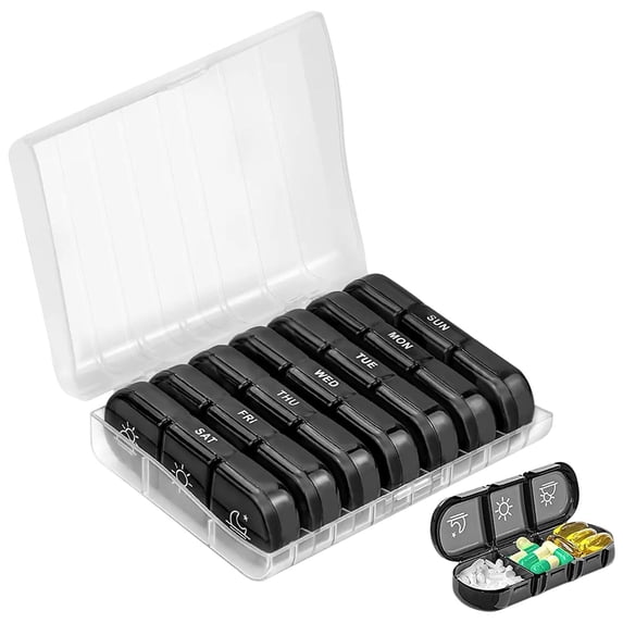 21-Compartment Pill Organizer Box, Daily AM PM Medication Storage, Convenient Sealed Plastic Pill Container, Morning Afternoon Evening Travel Pill Case Today’s Must-Have Bargains