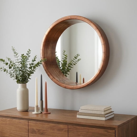 21" Copper Round Metal Framed Accent Mirror