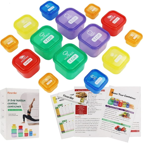 21 Day Portion Control Container Kit (14-Piece) with Complete Guide, BPA Free Food Portion Container Set for Meal Prep, 21 Day Lose Weight System (HN-PC)