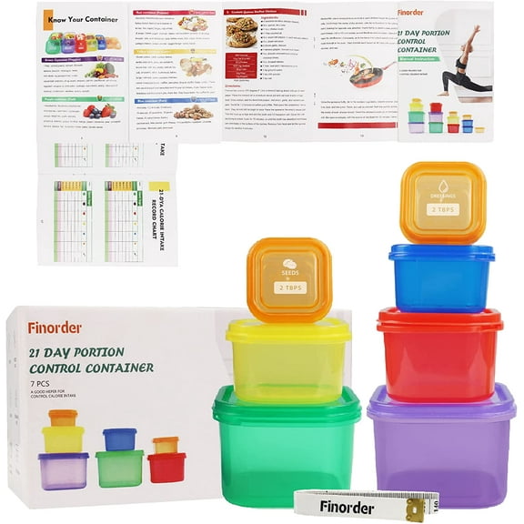 21 Day Portion Control Container Kit (7-Piece) with Complete Guide Instruction,Food Storage Container Set for Meal Prep,21 Day Lose Weight System (BPA Free) (HN-PC)