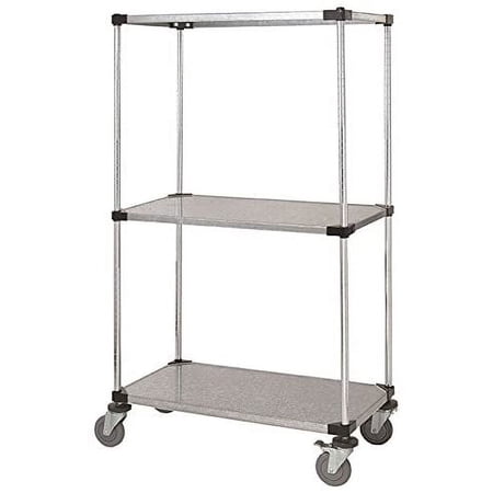 21" Deep x 24" Wide x 102" High 3 Tier Solid Galvanized Mobile Shelving Unit with 1200 lb Capacity