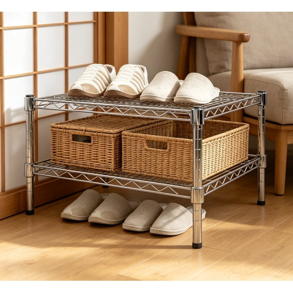 21" Deep x 24" Wide x 14" Height Wire Shelving Kit, 2-Tier Commercial Storage Rack Unit