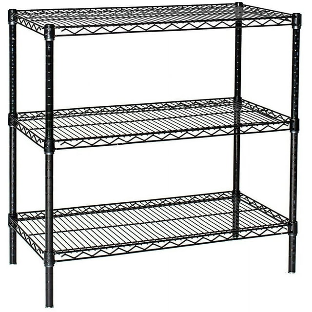 21" Deep x 36" Wide x 54" High 3 Tier Black Starter Shelving Unit