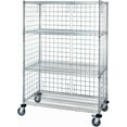 thumbnail image 1 of 21" Deep x 36" Wide x 69" High 4 Tier 3 Sided Wire Shelf Truck, 1 of 6