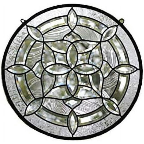 21" Dia All Clear Hanging Stained Glass Beveled Window Panel$$Home Decor, Kitchen, & Other