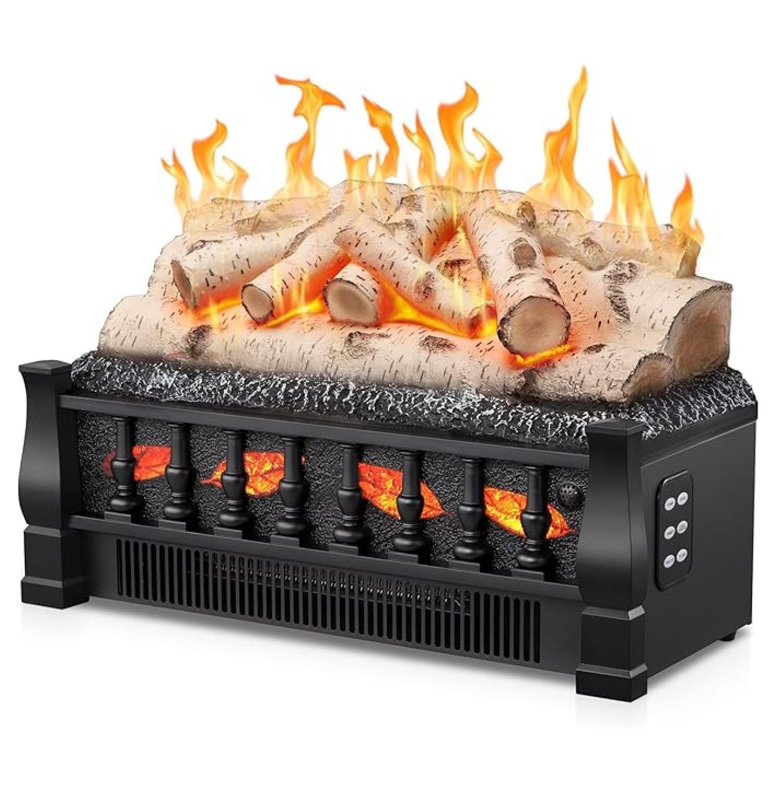 21" Electric Fireplace Logs Heater Insert with Control, Realistic 3D