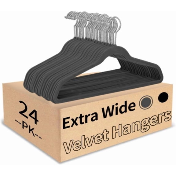 21" Extra Wide Hangers, 24-Pack Velvet Wide Hanger for Plus Size Clothes, Extra Large Hangers Ideal for XL, XXL Shirts, Coats, Dresses, Ganchos para Colgar Ropa, Grey