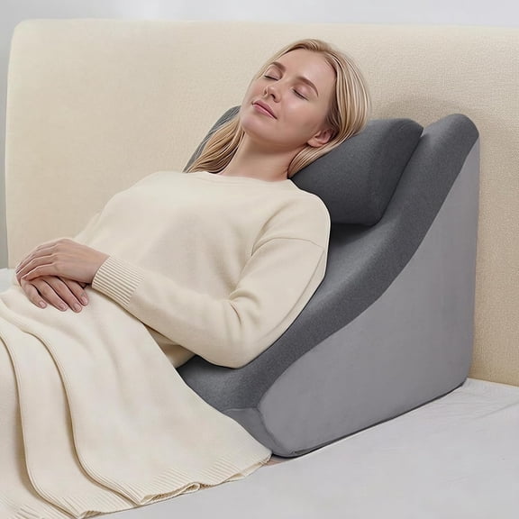 21" Extra-Wide Pillow with Adjustable Headrest - 2 in 1 -Layer Wedge Backrest for Sitting or Reclining - Adults Bed, Sofa & Floor, for Reading, TV & Gaming, Soft Cover