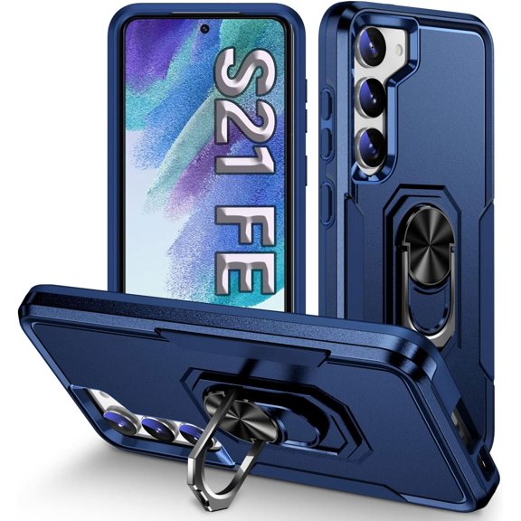 21 FE Case:for Samsung Galaxy S21 FE Case [Military-Grade Drop Test ] Shock Proof Protector,Hard Durable Protective Cover for Samsung S21 FE Case Blue