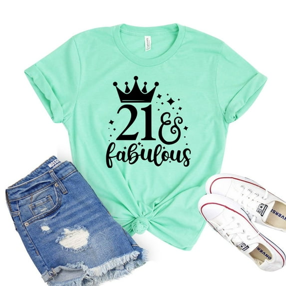21 & Fabulous T-shirt B-day Tee Twenty One Af Shirts Party Gift Celebration Tshirt Women's Birthday Shirt