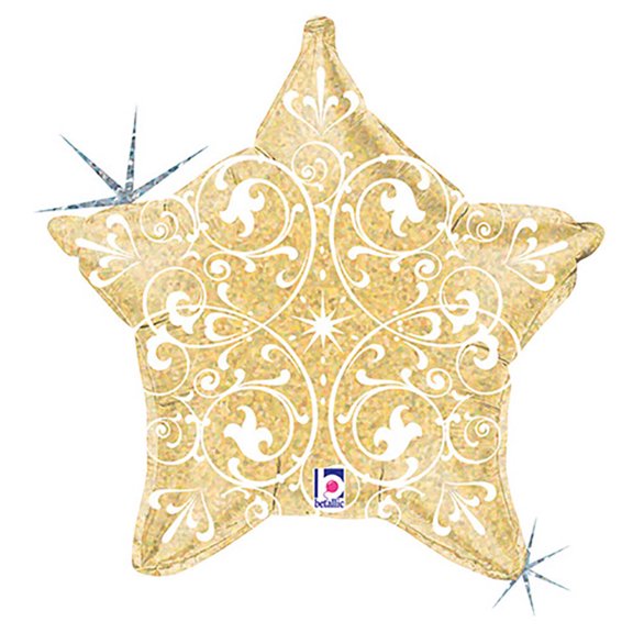 21" Filigree Gold Star Holographic