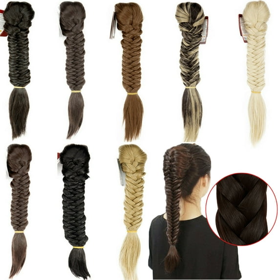 21" Fishtail Braid Ponytail Extension Ponytail Clip in Braided Ponytail Fishtail Braided Synthetic Hair Extensions Hairpiece