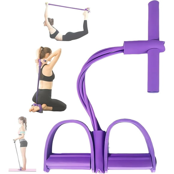 21 Fitness Resistance Bands-4 Tube Pedal Ankle Puller - 2023 New Sit up Leg Stretch Rope Exercise Bands with Handles, Stretching Workout Fitness Bands for Arm Weights Exercise Equipment